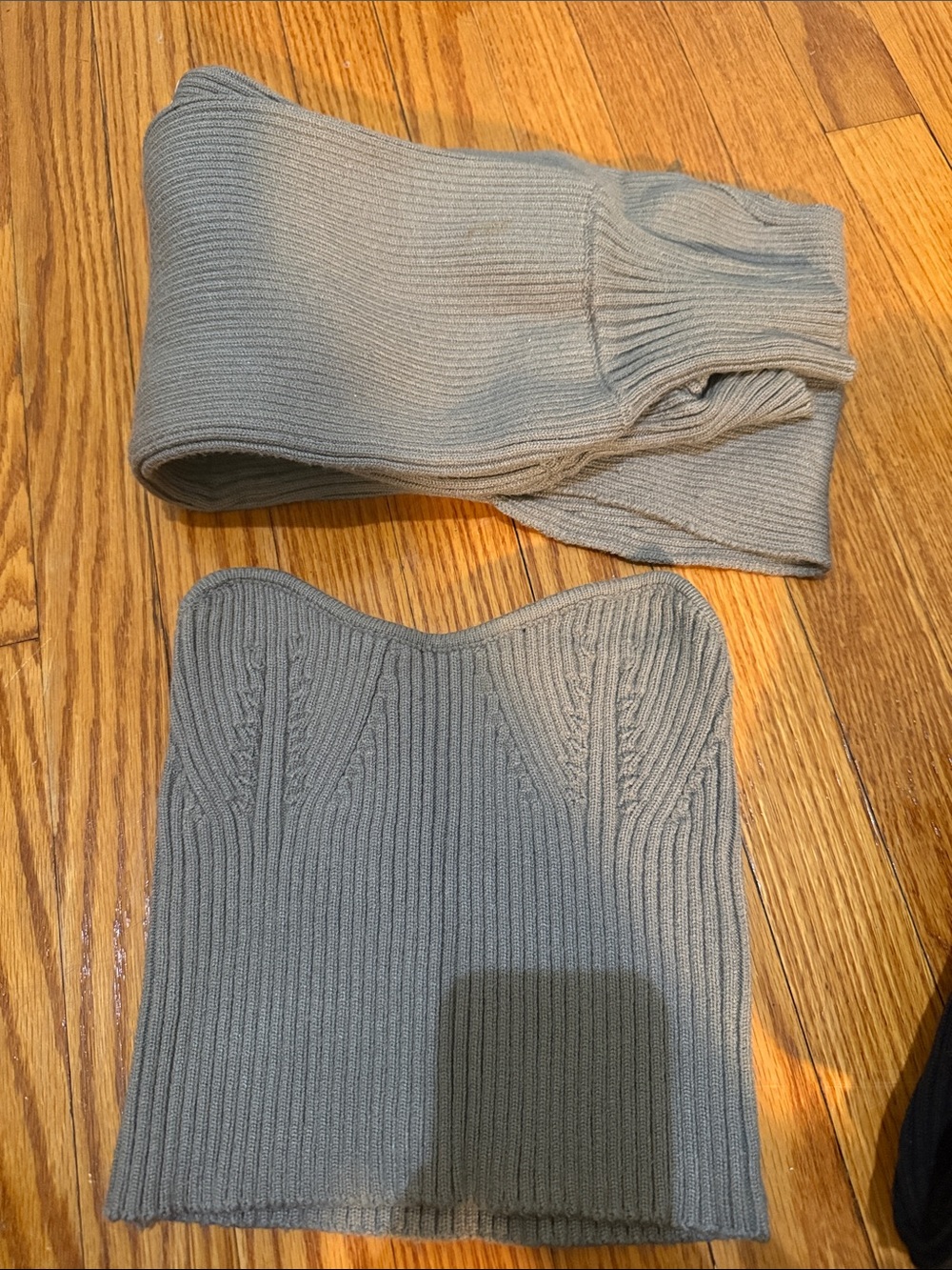 Ribbed Knit Strapless Tube Top and Band Set